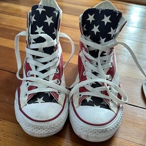 Converse Red and White Striped High-Tops
